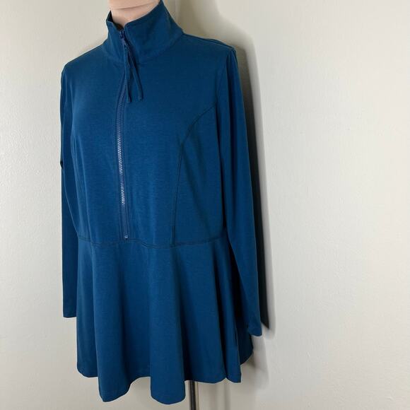 Soft Surroundings Half Zip Jacket XL Womens Blue Flounce Minimalist Popover Top - Picture 4 of 6
